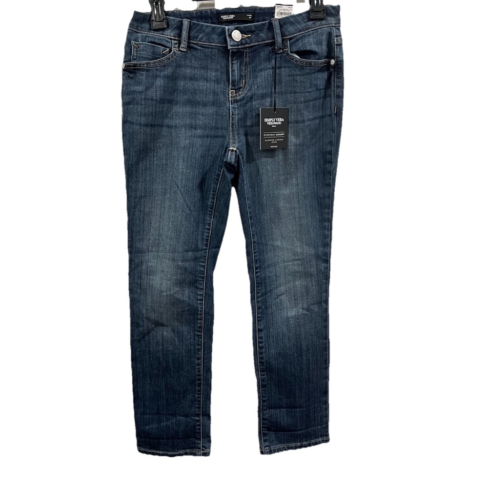 Simply Vera Vera Wang Mid Rise Capri Jeans Blue Stretch Denim Size 4P NWT